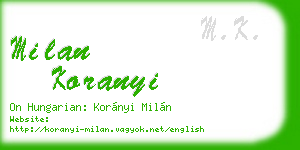 milan koranyi business card